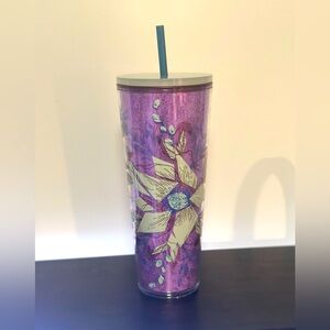 STARBUCKS NEW 2024 Winter Purple Floral Blossoms Venti 24oz Cold Cup Tumbler